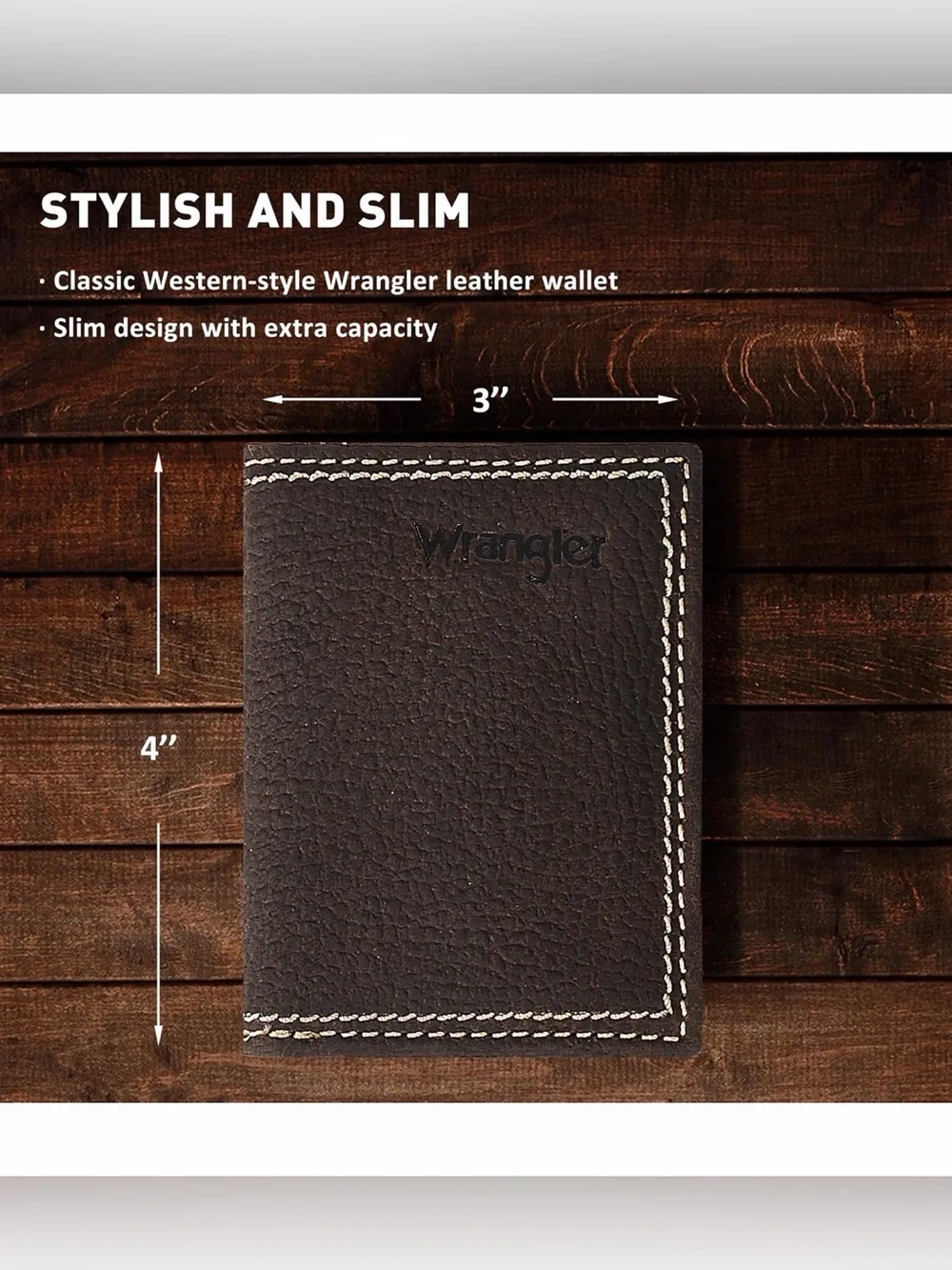 Wrangler (USED) Men's Bifold Wallet + Money Clip & Genuine Leather